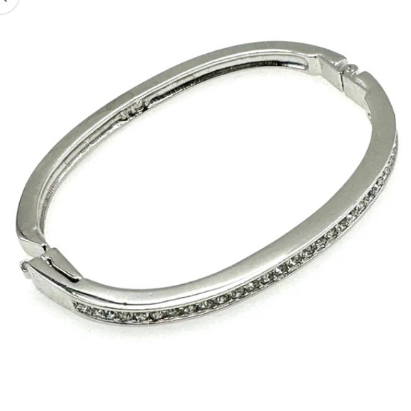 Swarovski Jewelry - Swarovski Crystal Pave Silver Bangle Bracelet